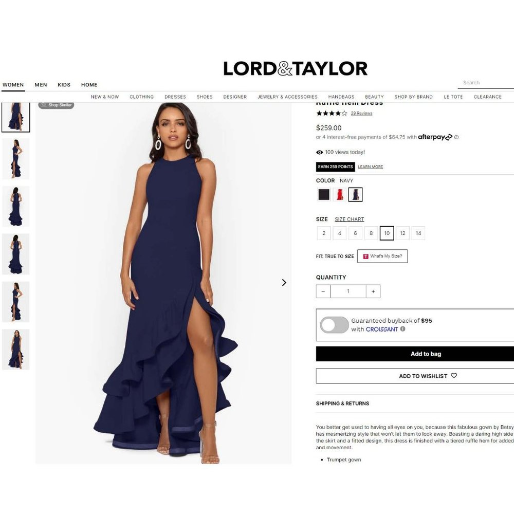 Betsy & Adam Navy Ruffle Dress